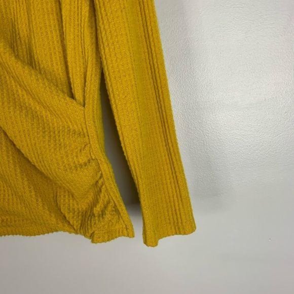 Anthropologie Pleione Yellow Waffle Knit Sweater S - Picture 4 of 8